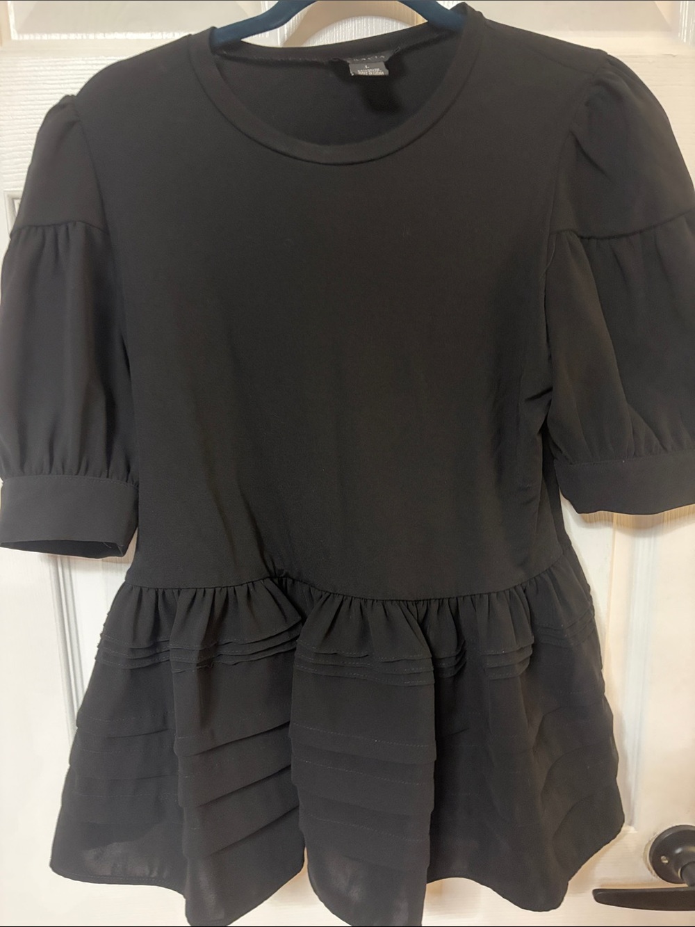 Gracia Black Tiered Puff Sleeve Dress for Girls